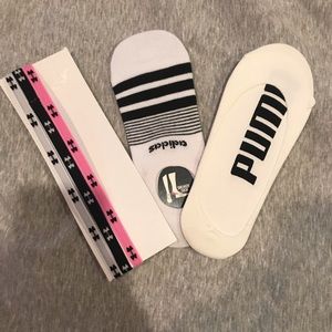 Under Armour headbands, asst socks
